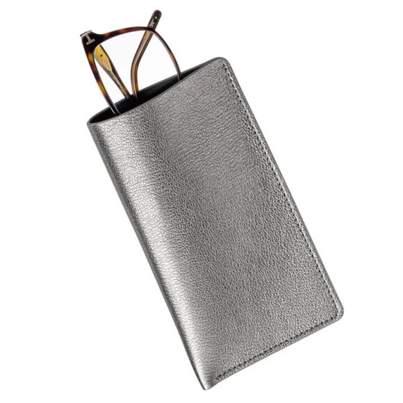 Dark Silver Authentic Deer Leather Glasses Case – Unisex